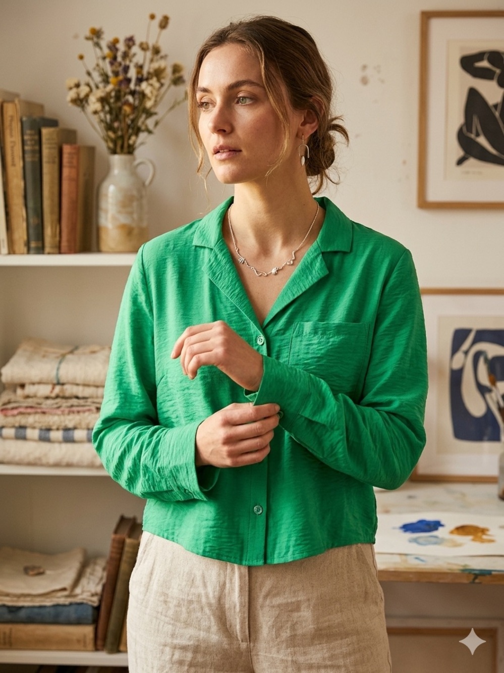 NWT jade green button up shirt